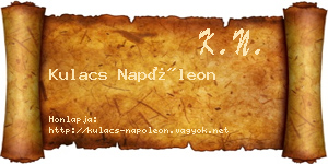 Kulacs Napóleon névjegykártya